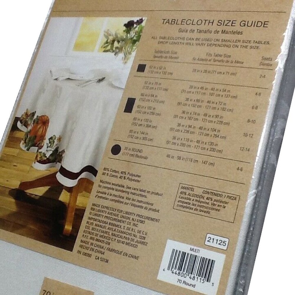 new PUMPKIN BORDER 70" Round Damask Thanksgiving Harvest Tablecloth (Seats 4-6) - Picture 5 of 5